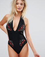 Wolf & Whistle Embroidered Plunge Swimsuit B-F Cup