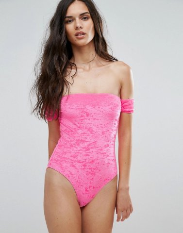 Missguided Velvet Bardot Swimsuit