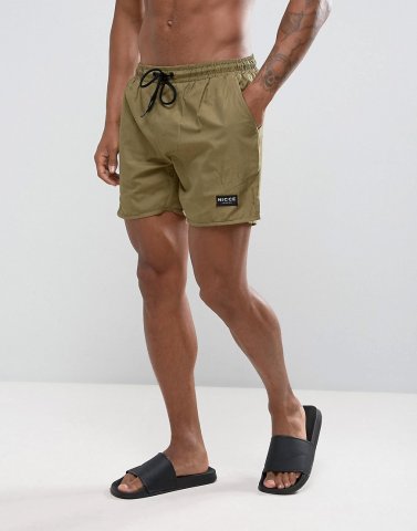 Nicce London Swim Short In Khaki Green