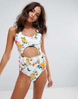 Vero Moda Floral Ruffle Cut Out Swimsuit