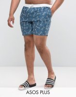 ASOS PLUS Swim Shorts With Anchor Print In Mid Length