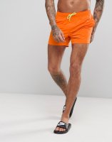 ASOS Festival Swim Shorts In Orange With Contrast Drawcord Short Length