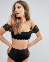 Wolf & Whistle B-G Black Lace Bardot Bralette