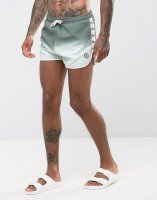 Hype Swim Shorts In Khaki Fade with Taping