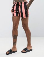 ASOS Swim Shorts With Pink Stripe Short Length