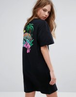 RVCA Oversized T-Shirt Dress With Palm Print