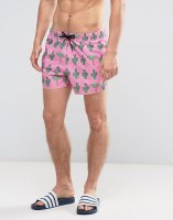 ASOS Swim Shorts With Palm And Cactus Print In Short Length