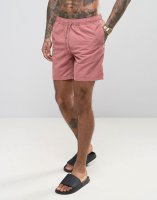 ASOS Swim Shorts In Dark Pink Mid Length