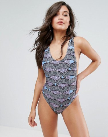 PrettyLittleThing Graphic Print Swimsuit