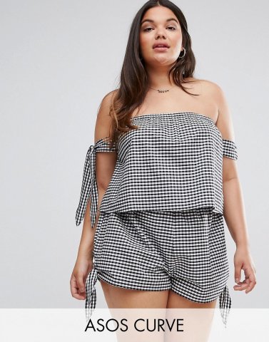 ASOS CURVE Bunny Tie Gingham Co-ord Top