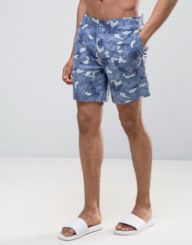 Converse Printed Quickdry Shorts In Blue Camo 10003647-A01