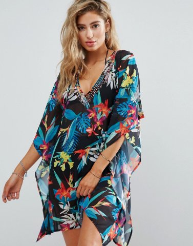 Butterfly By Matthew Williamson Tropical Embellished Beach Kaftan