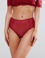 Wolf & Whistle B-G Burgundy Lace High Waisted Brief