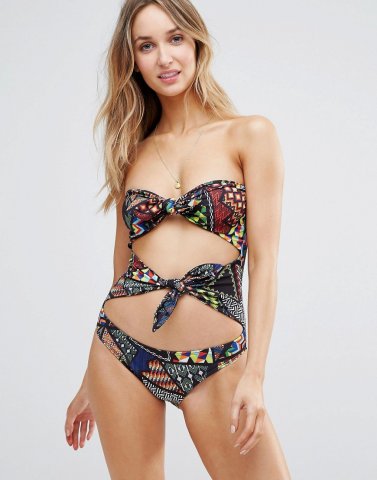 Jaded London Bow Cut Out Swimsuit