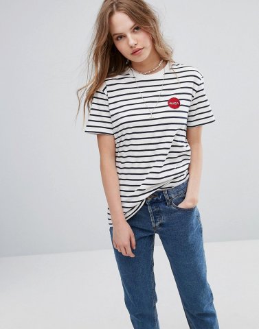 RVCA Boyfriend T-Shirt With In Stripe