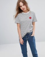 RVCA Boyfriend T-Shirt With In Stripe